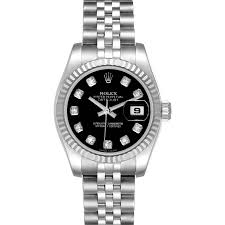 Rolex Datejust White Gold Black Diamond Dial Ladies Watch 179174 |  SwissWatchExpo