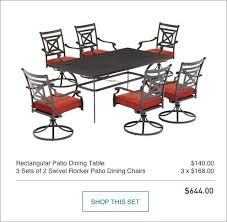 This Includes A Rectangular Dining Table And Three Sets Of Two Swivel Rocker Chairs For 644 Furniture Patio Furniture Rectangular Dining Table