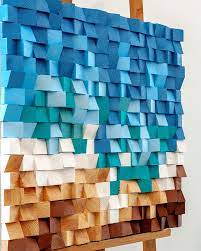 Our Beach 65x65cm 25 X25 Geometric Wood Wall Art Wood Sound Diffuser Modern Wooden Art Wooden Acoustic Wall Panel 3d Wooden Mosaic Wood Wall Art Wooden Art Wooden Wall Decor