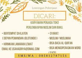 Customer service perempuan usia min 21 maks 28 tahun pendidikan min d3. Lowongan Kerja Jogja Penjaga Toko Lokerkarta Com