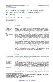 Il est passé à la poste. Pdf Phytoplankton Chlorophyll A In Lake Poyang And Its Tributaries During Dry Mid Dry And Wet Seasons A 4 Year Study