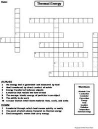 Thermal Energy Worksheet Crossword Puzzle Thermal Energy Crossword Puzzle Word Bank