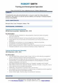 Training And Development Specialist Resume Samples Qwikresume