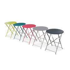 Besoin d'idées et de conseils ? Salon De Jardin Bistrot Pliable Emilia Rond Gris Anthracite Table 60cm Avec Deux Chaises Pliantes Acier Thermolaque