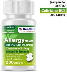 Amazon Com Gencare Cetirizine Hcl 10 Mg 200 Count 24 Hour Non Drowsy Allergy Relief Pills Best Value Gene Allergy Medication Runny Nose Allergy Medicine