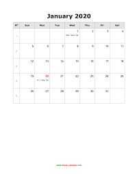 2020 holiday calendar usa free printable. Download Blank Calendar 2020 With Us Holidays 12 Pages One Month Per Page Vertical