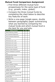 mutual fund comparison assignment 1 find three di