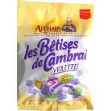 Bêtise is french for nonsense or stupid mistake and the sweets are said to have been invented by accident by the son of a confectioner named afchain. Les Betises De Cambrai Violette Afchain Intermarche