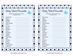 Here's a list of baby products (most of which are probably on your registry) for download answer sheet. Word Scramble Baby Shower Game Whale Baby Shower Theme For Baby Boy Navy Gray Celebrate Life Crafts