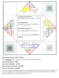 Holes And Asymptotes Cootie Catcher Rational Expressions Teaching Algebra