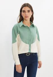 Buy Trendyol Green Colorblock Button Down Shirt For Women In Mena Worldwide