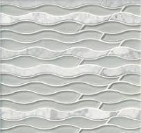 Wave Glass White Glass and Stone Wall Tile