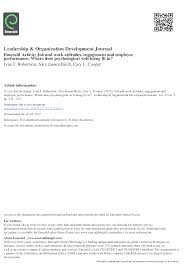 PDF) Job and work attitudes, engagement and employee performance: Where  does psychological well-being fit in?