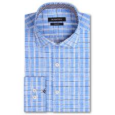 Bugatchi Charts Shaped Fit Long Sleeve Button Up Sport Shirt Classic Blue