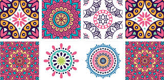 Use as a border, or as part of a complete stylish and fun kitchen design. Multicolored Mandala Tiles Tile Sticker Tenstickers