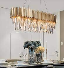 Phube Lighting Modern Crystal Chandelier Luxury Oval Gold Hanging Light Fixtures Di Modern Crystal Chandelier Dining Room Chandelier Dining Room Light Fixtures