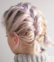 French braid short hair french braid pigtails double french braids french braid hairstyles pigtail braids bob hairstyles for fine hair long bob haircuts side check out this tutorial on how to french braid your own hair. 38 Perfectly Imperfect Messy Hairstyles For All Lengths French Braid Short Hair Braids For Short Hair Short Hair Styles