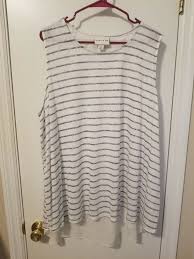 Women S Plus 2x Top Ava And Viv Brand White With Blue Stripe Split Back With Fashion Clothing Shoes Accessories Clothes For Women Fashion