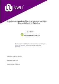 Pdf A Theological Evaluation Of The Government System In The Reformed Church In Zimbabwe Rev Dr Ezekiel Baloyi Academia Edu