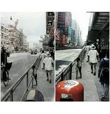 1950s年 2018年 平行時空六十年 旺角彌敦道向望奶路臣街 山東街 歴史時空 hong kong kong street view