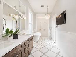 A beautiful modern farmhouse bathroom interior design complete with open shelves, natural wood cabinet and wood flooring. Modern Farmhouse Bathroom Design Ideas Joss Main