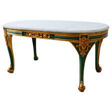 Oval antique marble top coffee table. French Louis Xv Style Oval Marble Top Cocktail Table For Sale At 1stdibs