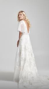 Modern Flutter Sleeve A Line Wedding Dress Wedding Dress Sleeves Minimalist Wedding Dresses Modern Wedding Dress