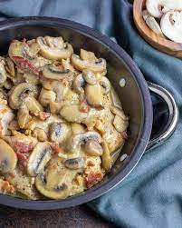 One Skillet Keto Chicken With Bacon Mushroom Gravy Beauty And The Foodie