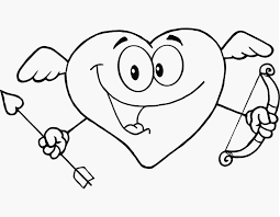 Coloring page of baby cupid over a heart shape sign. Mi Amor Coloring Pages