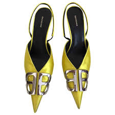 Shop with afterpay on eligible items. Bb Leather Heels Balenciaga Yellow Size 34 Eu In Leather 10758522