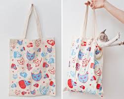 We Say Meow Meow 57 Leah Reena Goren Reusable Tote Bags Reusable Tote Tote Bag