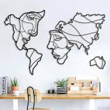 Faces Of World Map Map Wall Art World Map Wall Decor World Map Wall Art