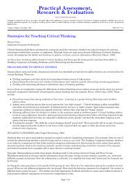 Pdf Strategies For Teaching Critical Thinking