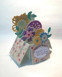 Beautiful Floral Birthday Box Card By Carol Using The Box Cards Svg Kit From Svgcuts 3 Cricut Birthday Cards Happy Birthday Cards Diy Pop Up Box Cards