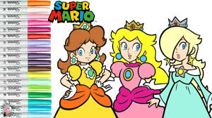 Mario and luigi coloring pages. Nintendo Super Mario Bros Coloring Book Page Princess Peach Princess Daisy And Rosalina Youtube