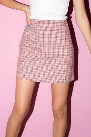 Black And White Brandy Melville Skirt Brandy Melville Pink Cream Maroon Black Plaid Mini Cara Skirt Nwt Sz Xs S Ebay Pink Plaid Skirt Dressy Casual Outfits Brandy Melville Outfits