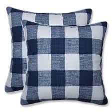22x22 navy blue + white cabana stripes outdoor throw pillow $49. Navy Buffalo Check Outdoor Pillows Set Of 2 Kirklands