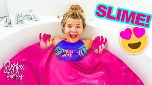 Learn colors m&ms chocolate baby doll bath time potty training finger family song nursery rhymes. Slime Bath Challenge Slyfox Family Youtube