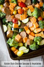 Then push potatoes over to the side of skillet and add back in the chicken and sausage. Italian Style Chicken Sausage And Vegetables Sheet Pan Meal