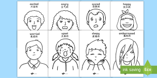 Children love to know how and why things wor. Our Emotions Colouring Pages English Mandarin Chinese