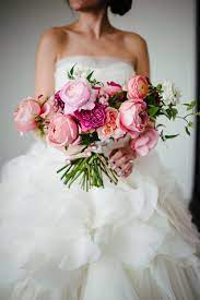Bright Colored Wedding Flower Garden Roses Coral Peach Hot Pink Bridal Bouquet Weddin Bridal Bouquet Pink Hot Pink Wedding Flowers Bridal Bouquet Hot Pink