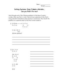 Found worksheet you are looking for? Solving Systems Of Equations By Substitution Error Analysis By Burrismath