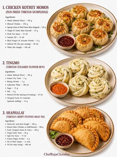3 Authentic Tibetan Recipes | Momo, Tingmo & Shaphalay 🥟🔥 @chefrajachandra @chefrohitchandra @ishani___._ 📝 DESCRIPTION Chicken Kothey Momos • Tingmo • Shaphalay 🇹🇮🥟 Authentic Tibetan-style recipes with restaurant-style presentation — perfect for