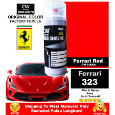 Boleh menggunakan spray tin ni, tetapi hanya menggunakan satu jenama saja dan kalau boleh jangan dicampur dengan jenama yang lain2 sebab setiap campuran thinner dan cat tidak sama bagi setiap jenis spray tin ni. Ferrari Red 323 Touch Up Paint Cw Aikka Diy Aerosol Cat Spray Bottle 370ml Merah Kereta Car Motor Cover Set è¶…è·' çº¢è‰² Shopee Malaysia