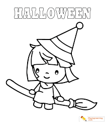 This simple design coloring page has flying bat in the background that provides good opportunity for young kids to enjoy coloring the page with different colors. Easy Halloween Coloring Pages For Kids Drawing With Crayons