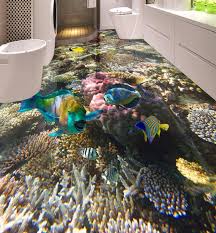 Bunun nedeni, u, nem, ıı, lekeler ve aşındırıcı abun ve maddelerin en kötü tehlikeleri ile mücadele etmele. 3d Doseme Su Gecirmez Banyo Icin Duvar Kagidi Deniz Dibi Mercan Tropikal Balik 3d Kat Boyama