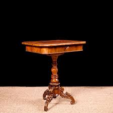 Side Table In Walnut And Burl Walnut With Turned And Carved Center Pedestal England C 1850 Antique Side Table Antique Table Side Table