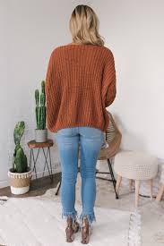 V Neck Chenille Sweater Rust Final Sale