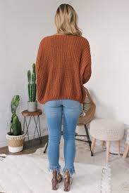 v neck chenille sweater rust final sale