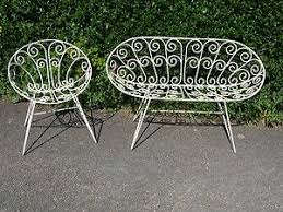 Shop online & make your house a home today! Vintage French 1960 S Wrought Iron Garden Chair And Bench Set G174 Ebay Sillon De Hierro Sillas Jardines